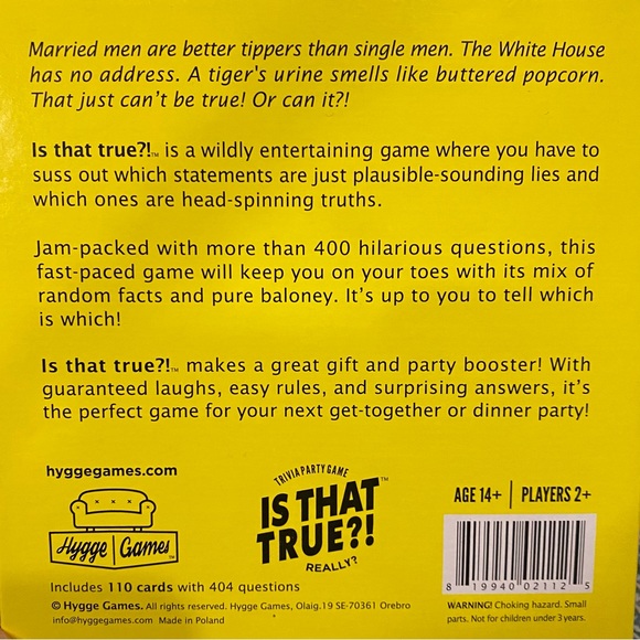 Is that True? Trivia Party game. - Picture 2 of 4